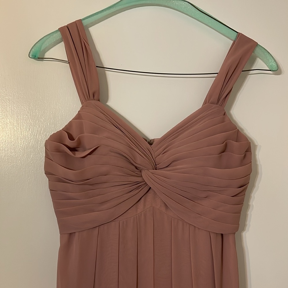 Azazie Dusty Rose; size A12 bridesmaid gown; altered to shorten the dress